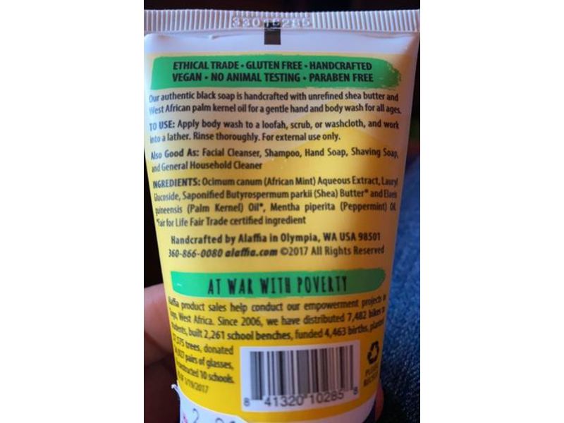 Alaffia Authentic African Black Soap, Peppermint, 2 fl oz/59 mL