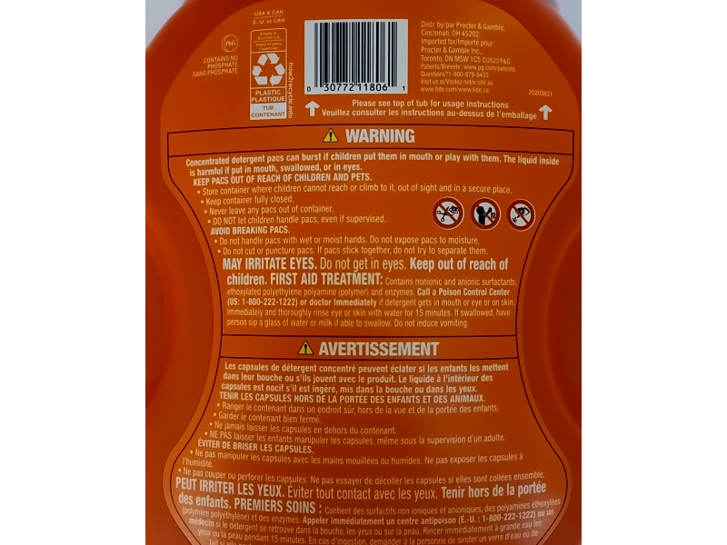 Tide Power Laundry Detergent Pods, April Fresh, 69 oz/1.98 kg, 45 Pacs