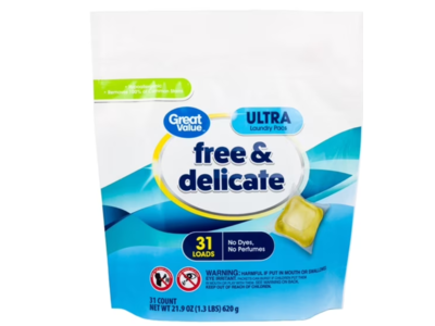 Great Value Free & Delicate Ultra Laundry Pods, 31 Loads, 21.9 oz/620 g