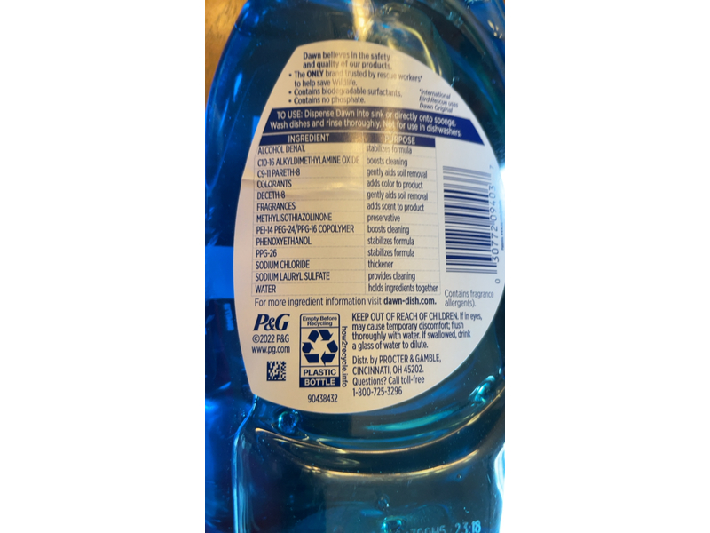 Dawn Ultra Dishwashing Liquid, 18 fl oz/532 mL