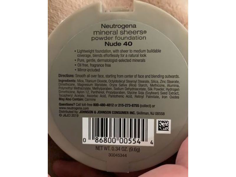 Neutrogena Mineral Sheers Powder Foundation, Nude 40, 0.34 oz/9.6 g