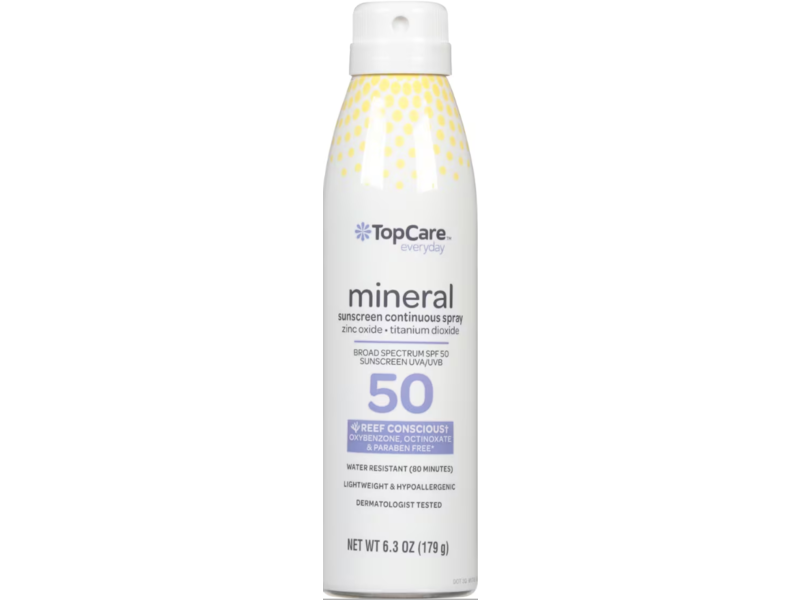 TopCare Everyday Mineral Sunscreen Continuous Spray, SPF 50, 6.3 fl oz/179 g