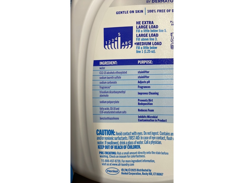 All Sensitive Fresh Laundry Detergent, Spring Breeze, 166 Loads, 208 fl oz/6.15 L
