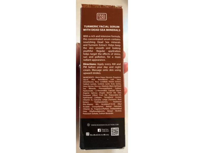 Dead Sea Collection Facial Serum, Turmeric, Paraben Free, 1.01 fl oz/30 mL