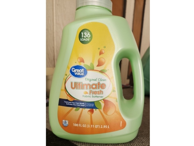 Great Value Ultimate Fresh Fabric Softener, Original Clean, 136 Loads, 100 fl oz/2.95 L