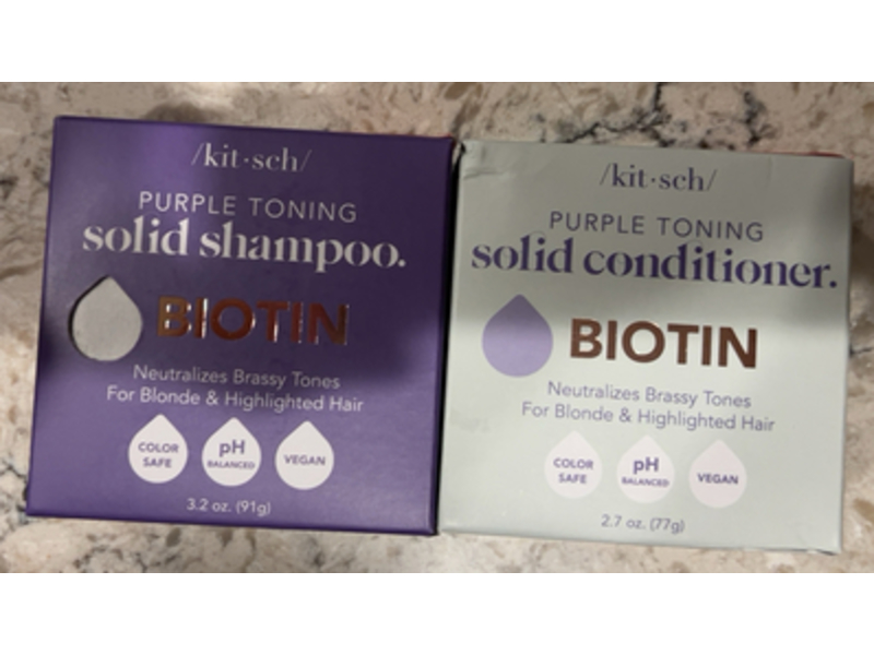 Kitsch Purple Toning Solid Shampoo + Conditioner Set, Biotin