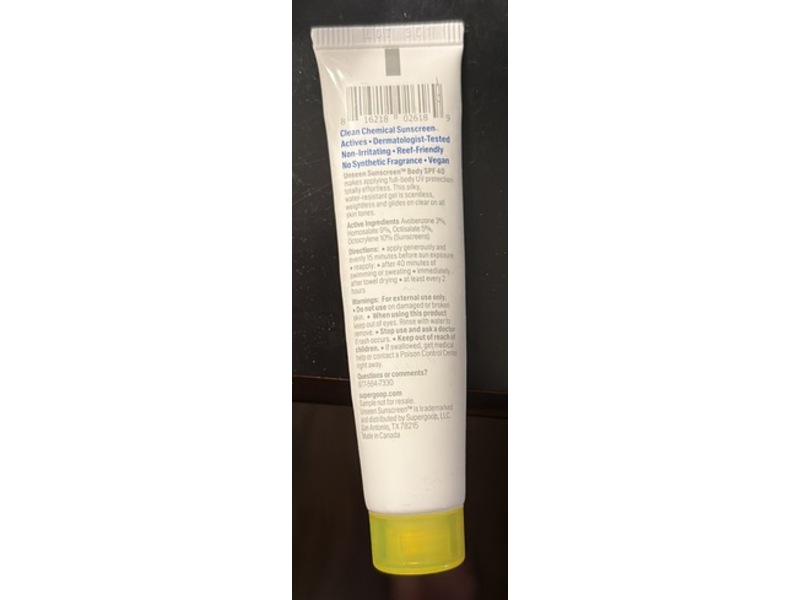 Supergoop! Unseen Body Sunscreen, SPF 40 PA+++, 0.5 fl oz/15 mL