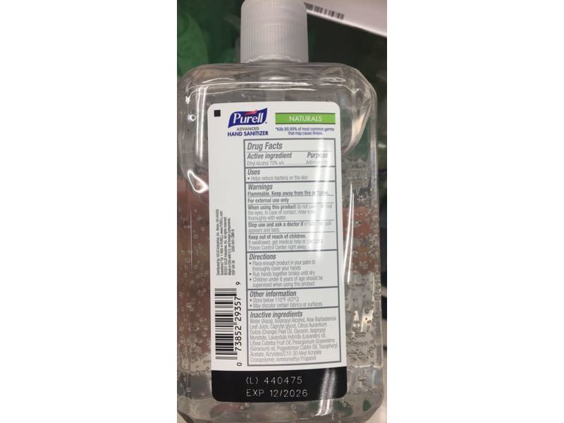 Purell Naturals Advanced Hand Sanitizer, 24 fl oz/708 mL