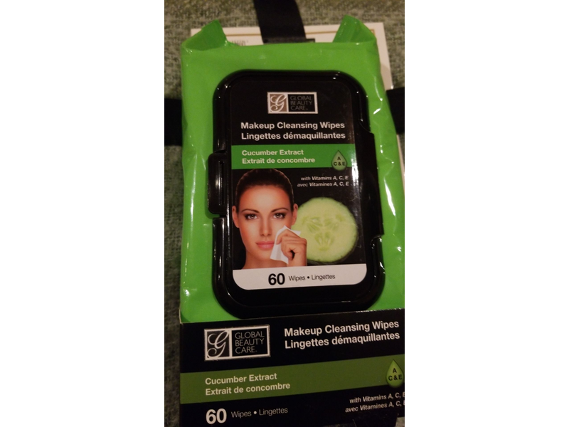 Global Beauty Care Make Up Cleansing Wipes, Cucumber Extract, 60 Count