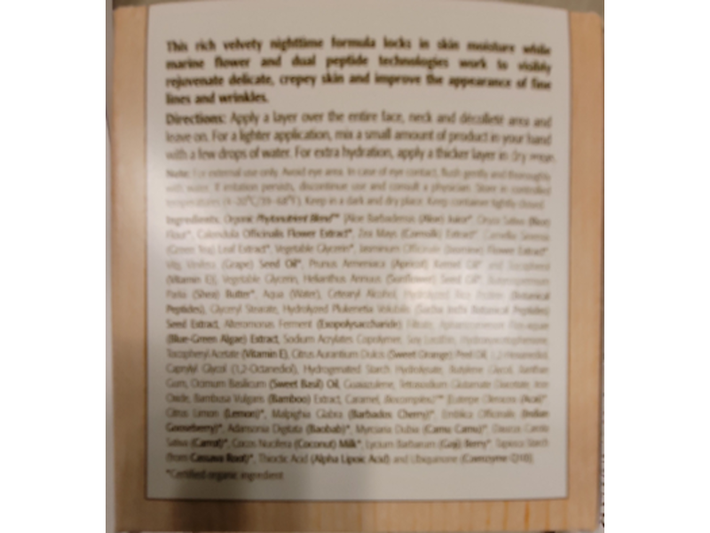 Eminence Organic Skin Care Marine Flower Peptide Night Cream, 2 fl oz/60 mL