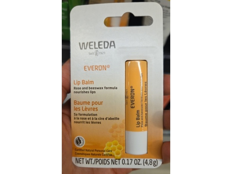 Weleda Everon Lip Balm, Rose & Beeswax, 0.17 oz/4.8 g