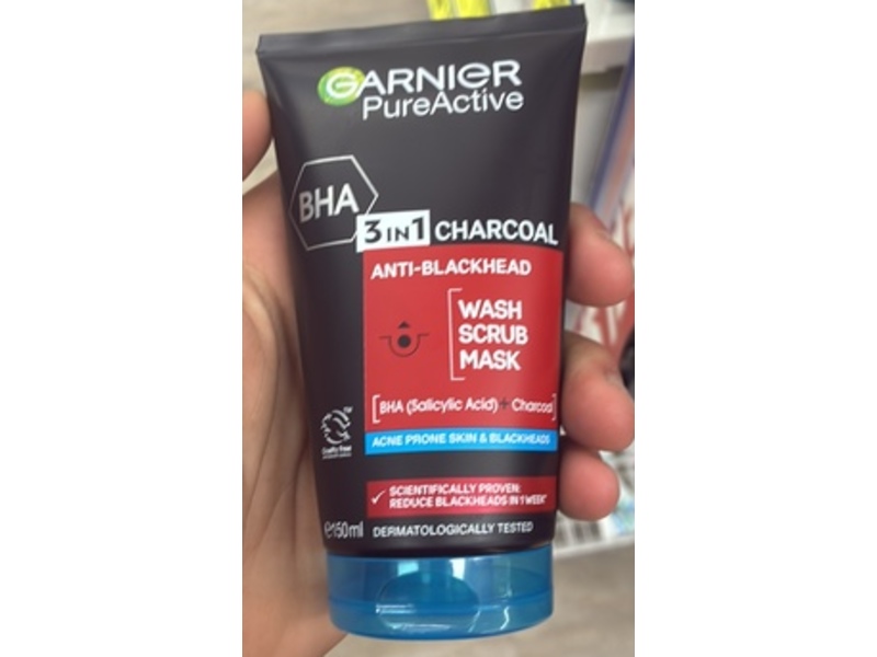 Garnier Pure Active Wash Scrub Mask, 3 In 1Charcoal, 150 mL