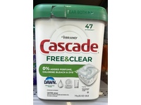 Cascade Dishwasher Detergent Pacs, Free & Clear, 25.3 oz/719 g, 47 Pacs - thumbnail 2