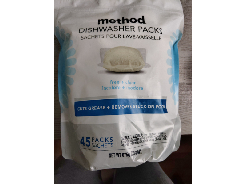 Method Dishwasher Packs, Free+Clear, 675 g/23.8 oz, 45 Count