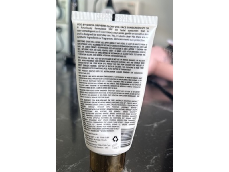 Eco By Sonya Driver Face Sunscreen, Glory Veil SPF 50, 2.54 fl oz/75 mL