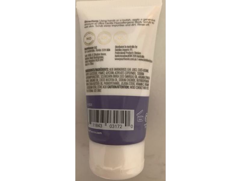 Theorie Pure Ultra Gentle Hypoallergenic Body Scrub, Fragrance Free, 1.5 fl oz/45 mL