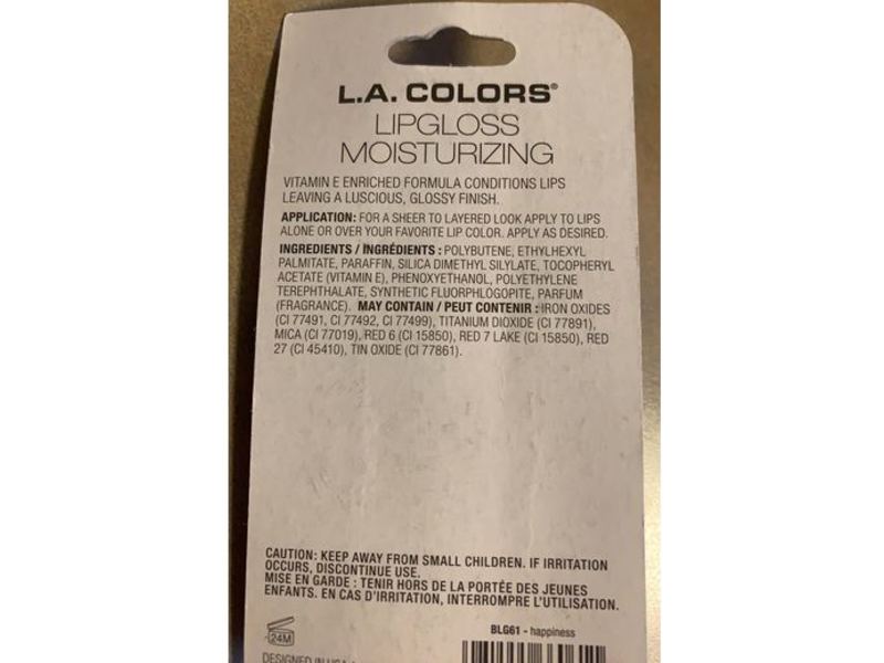 L A Colors Moisturizing Lip Gloss, Vitamin E Enriched, BLG 61, 0.34 fl oz/10 mL