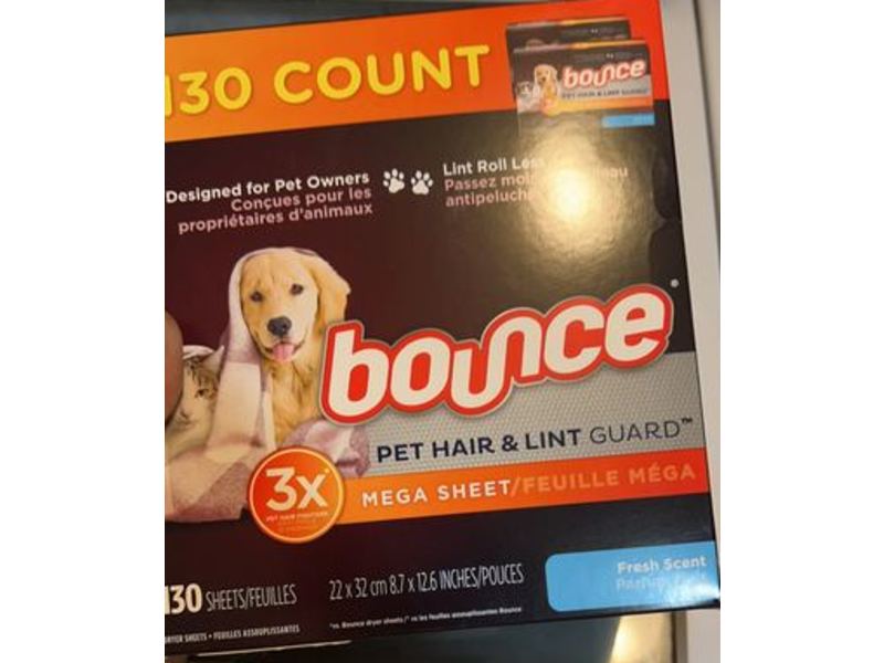 Bounce Pet Hair & Lint Guard Mega Dryer Sheets, Fresh Scent, 130 Count