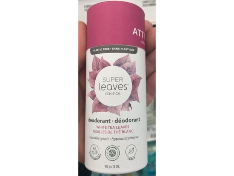Attitude Super Leaves Deodorant, White Tea Leaves, 3 oz/85 g