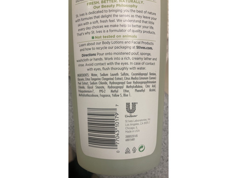 St. Ives Moisturizing Body Wash, Energizing Citrus, 13.5 fl oz/400 mL