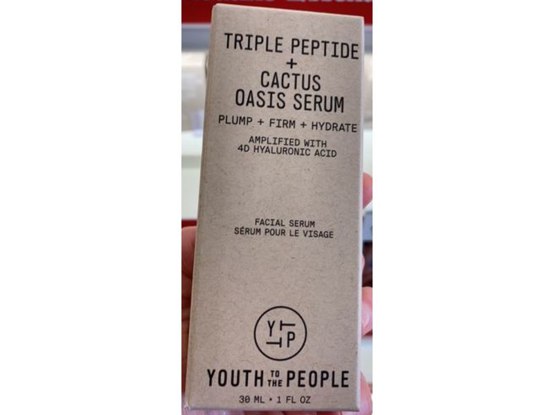 Youth To The People Facial Serum, Triple Peptide + Cactus Oasis, 1 fl oz/30 mL