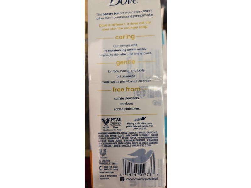 Dove Beauty Bar, Shea Butter & Vanilla Scent, 106 g, 6 Count