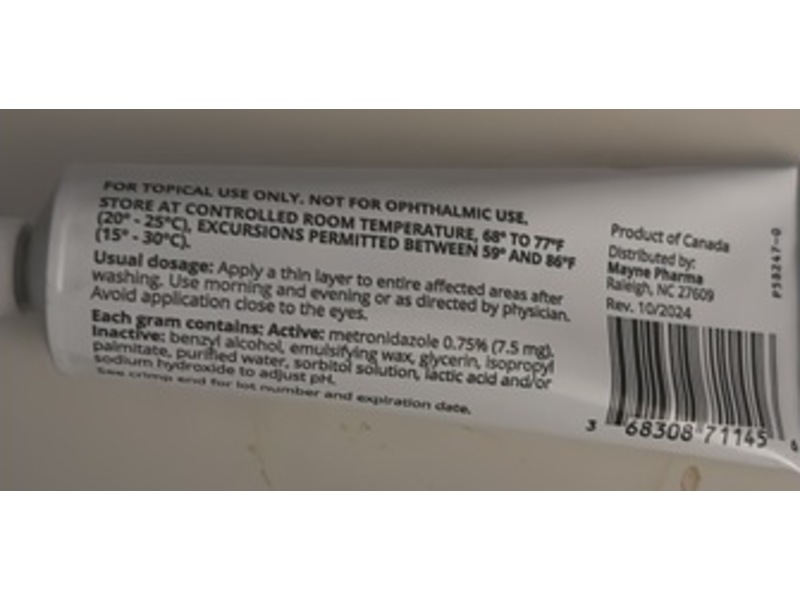 Metronidazole Topical Cream 0.75%, 45 g, Mayne Pharma (Rx)
