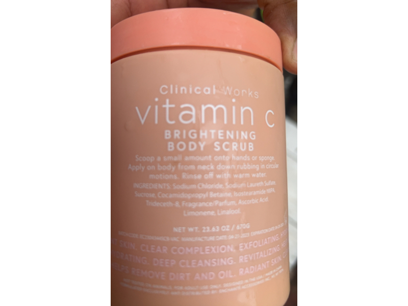 Clinical Works Brigtening Body Scrub, Vitamin C, 23.63 oz/670 g