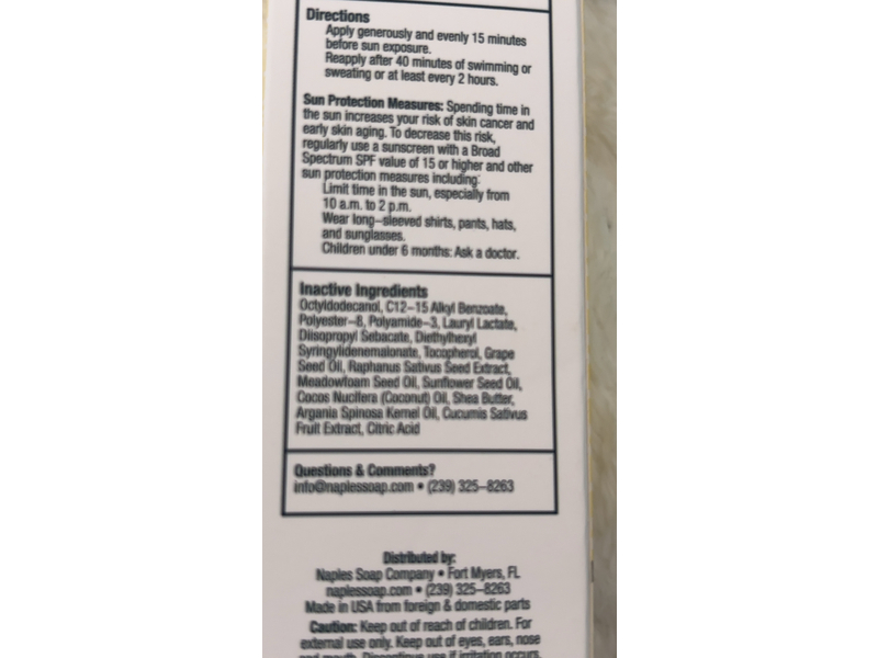 Naples Soap Company Florida Sun Defense, SPF 50, 3.4 fl oz/100 mL