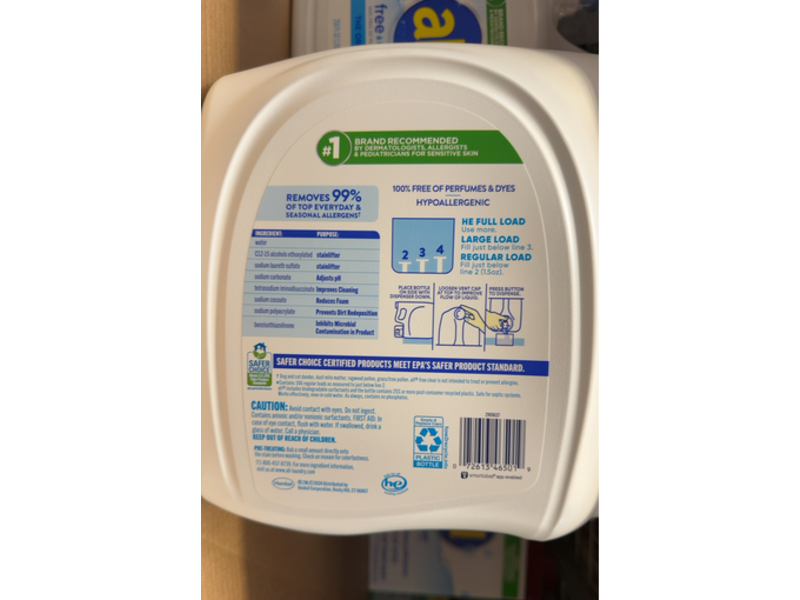All The Original Liquid Detergent, Free & Clear, 166 Loads, 250 fl oz/7.39 L