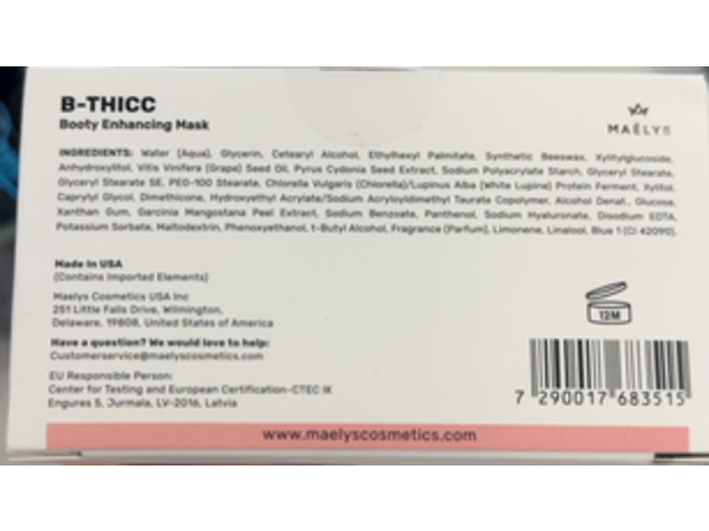 Maelys Booty Enhancing Mask, B - Thicc, 3.38 fl oz/100 mL