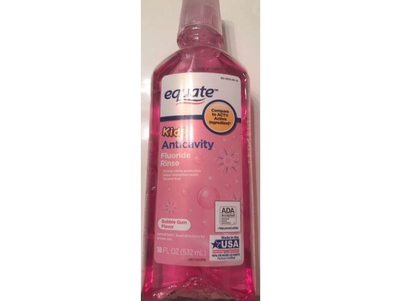 Equate Kids Anticavity Fluoride Rinse, Bubble Gum Flavor, 18 fl oz/532 mL