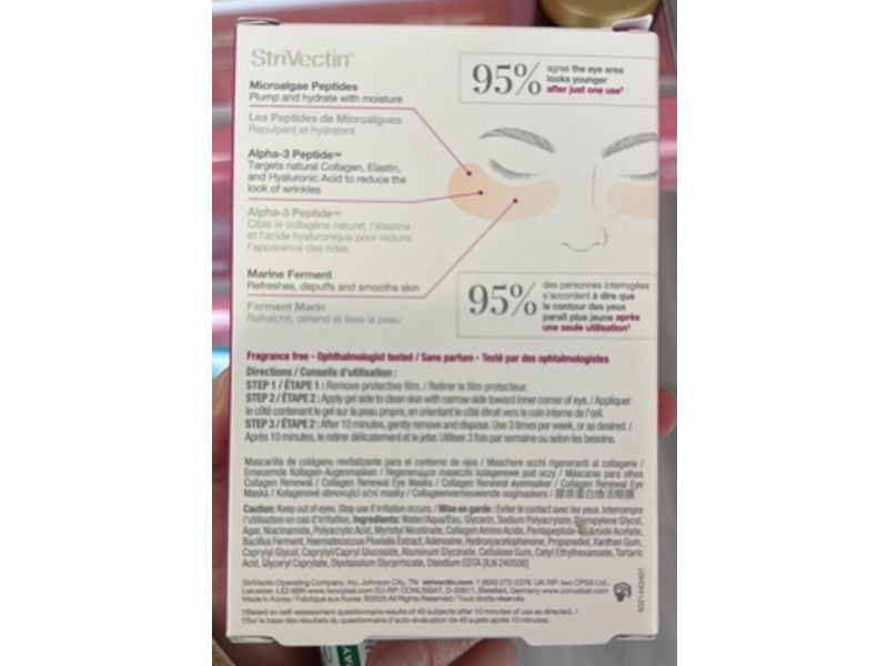 Strivectin Peptide Plump Collagen Renewal Eye Masks, 6 Count