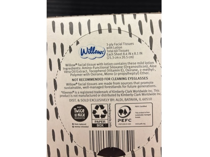 Willow Facial Tissue With Lotion, Aloe & Vitamin E, 60 Count