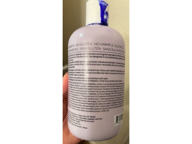 Verb Purple Shampoo, Cleanse + Tone + Brighten, 12 fl oz/355 mL