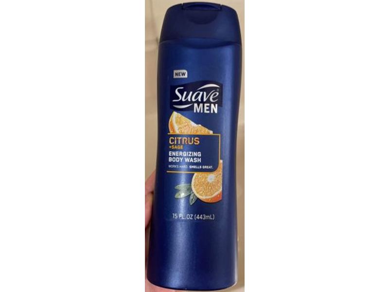 Suave Men Energizing Body Wash, Citrus + Sage, 15 fl oz/443 mL
