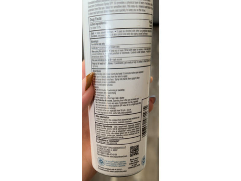 Top Care Mineral Sunscreen Continuous Spray, SPF 30, 6.3 oz/179 g