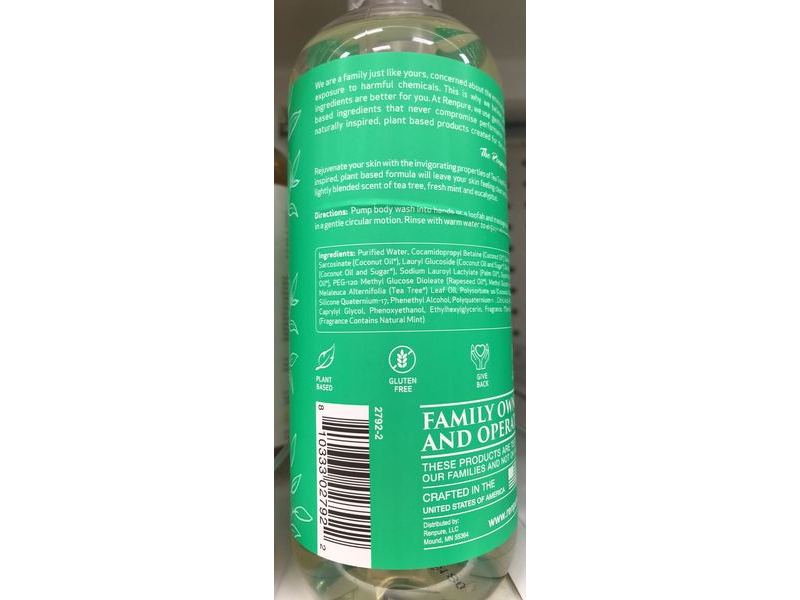 Renpure Refreshing Moisture Body Wash, Tea Tree Mint, 19 fl oz/561 mL