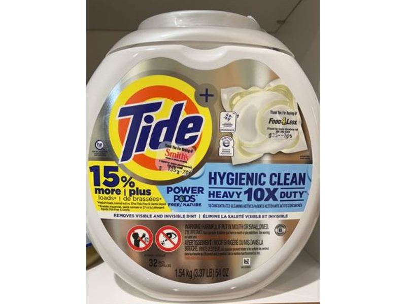 Tide Power Pods, Free/Nature, 54 oz/1.54 kg, 32 Pacs