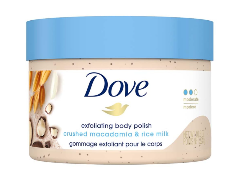 Dove Exfoliating Body Polish, Crushed Macadamia & Rice Milk, 10.5 oz/298 g