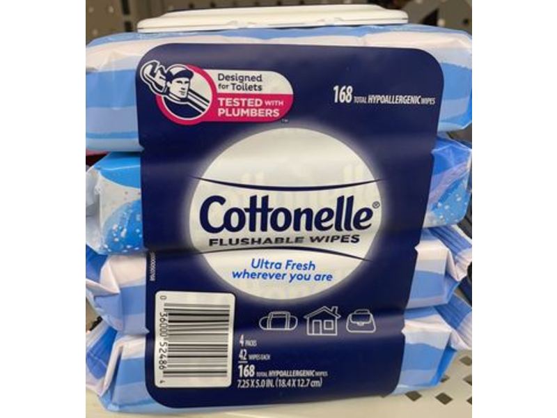 Cottonelle Flushable Wipes, Ultra Fresh, 42 Wipes, Pack Of 4