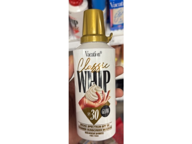 Vacation Classic Whip Glow Shimmer Sunscreen Mousse, SPF 30, 4 oz/113 g