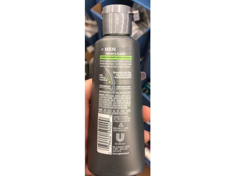Dove Men+Care Fortifying Shampoo + Conditioner, Fresh Clean, Caffeine + Menthol, 3 fl oz/88 mL