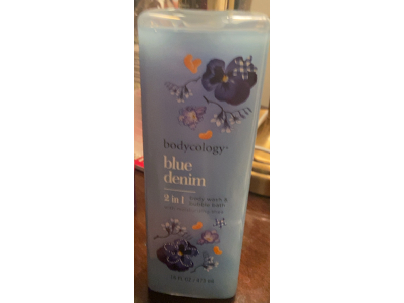 Bodycology 2 In 1 Body Wash & Bubble Bath, Blue Denim, 16 fl oz/473 mL