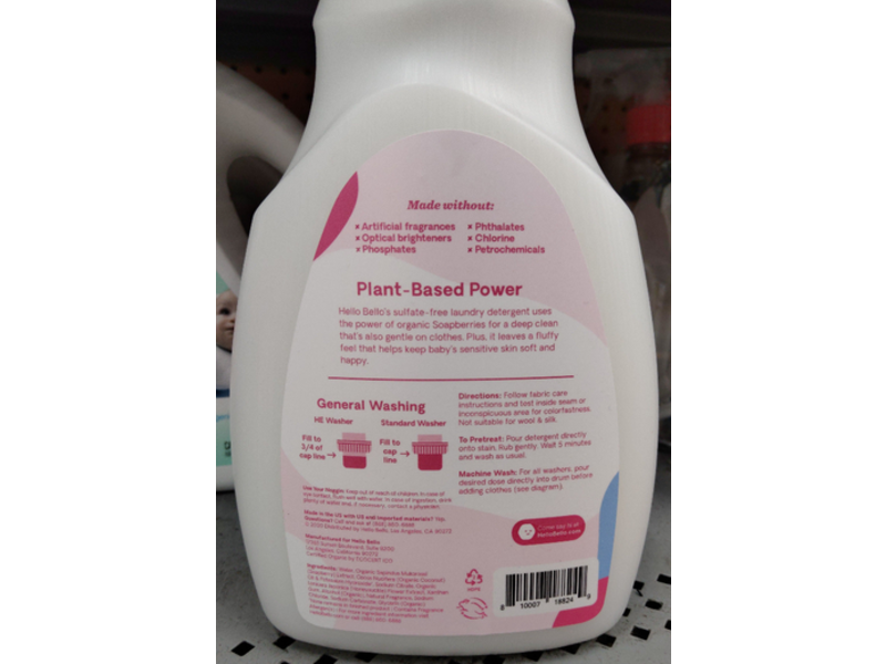Hello Bello Organic Laundry Detergent, Sweet Baby, 80 Loads, 50 fl oz/1.47 L, 2 Count