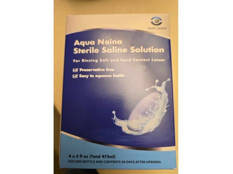 Oculus Curae Aqua Naina Sterile Saline Solution, 4 fl oz/473 mL, Pack Of 4