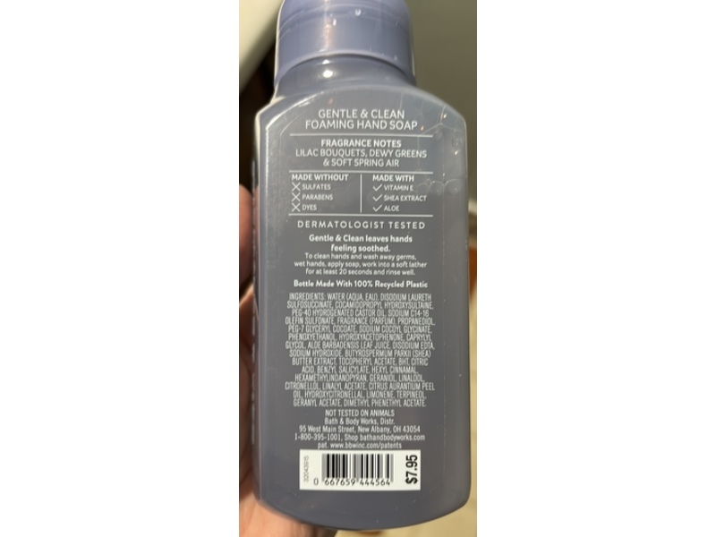Bath & Body Works Gentle & Clean Foaming Hand Soap, Fresh Cut Lilacs, 8.75 fl oz/259mL