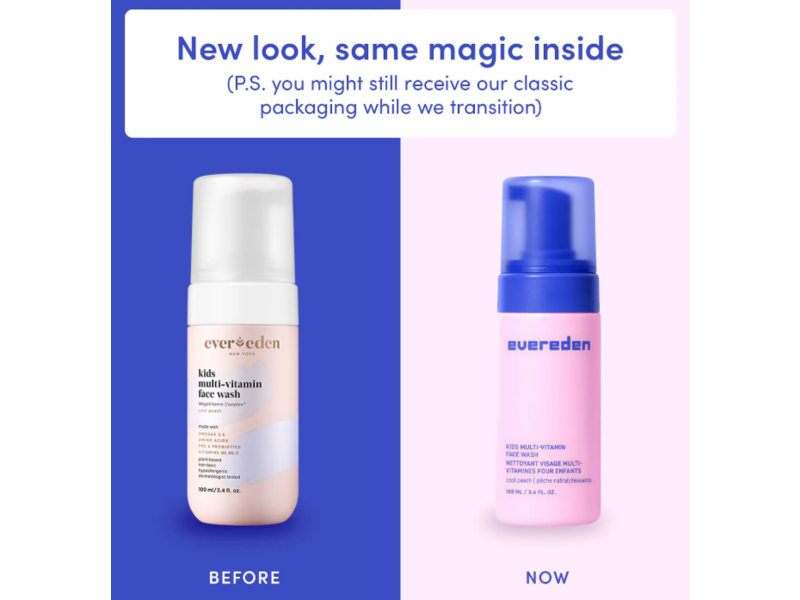 Evereden Kids Multi-Vitamin Face Wash, Cool Peach, 3.4 fl oz/100 mL, Pack Of 2