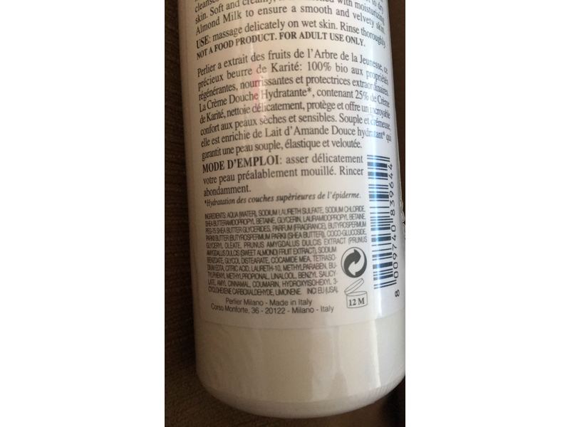 Perlier Shea Butter Ultra Rich Moisturizing Shower Cream, Sweet Almond Milk, 8.4 fl oz/250 mL