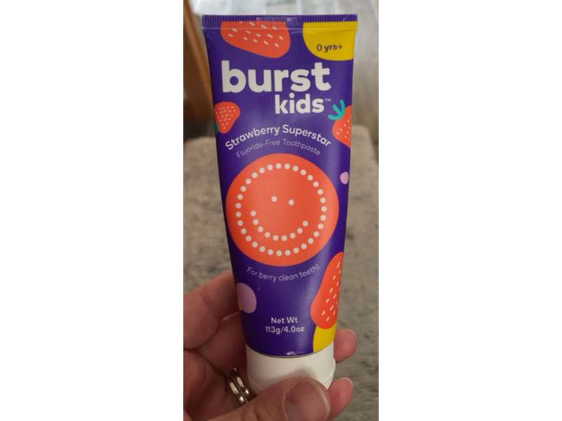 Burst Kids Fluoride - Free Toothpaste, Strawberry Superstar, 4.0 oz/113 g, Pack Of 2